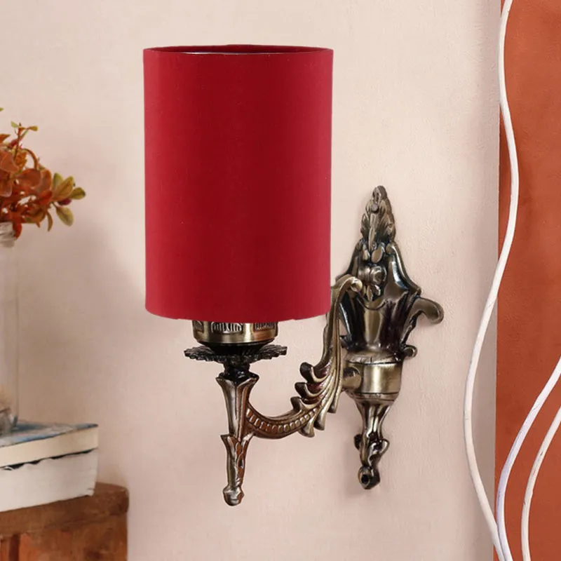 Vista Edrel Cylindrical Fabric & Metal Wall Lamp - Red media 3