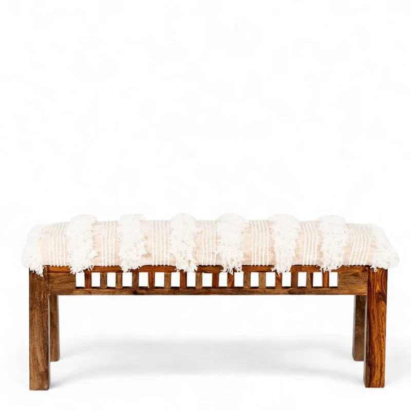 Cerino Sheesham Wooden Bench - Beige media 4