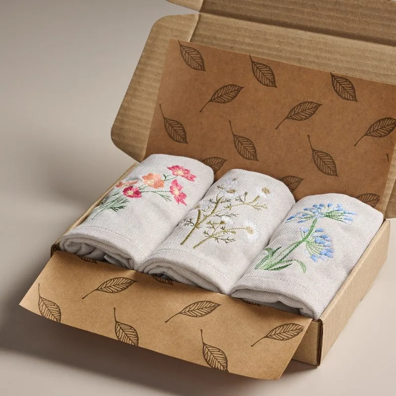 Classic Embroidered Bamboo Cotton Hand Towels - Set Of Three media 3