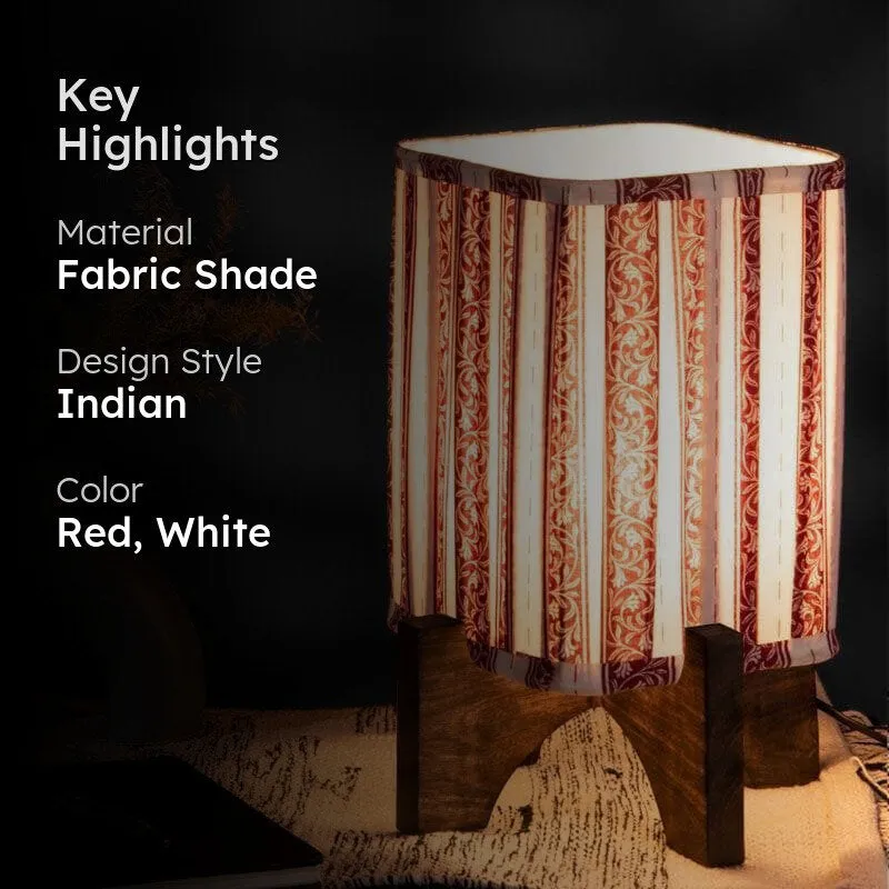 Ethnix Pleated Fabric Table Lamp - Red,White media 2
