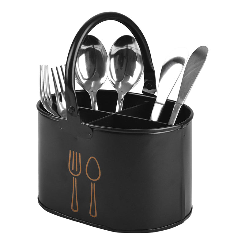 Fork & Order Metal Cutlery Holder - Black,Gold media 6