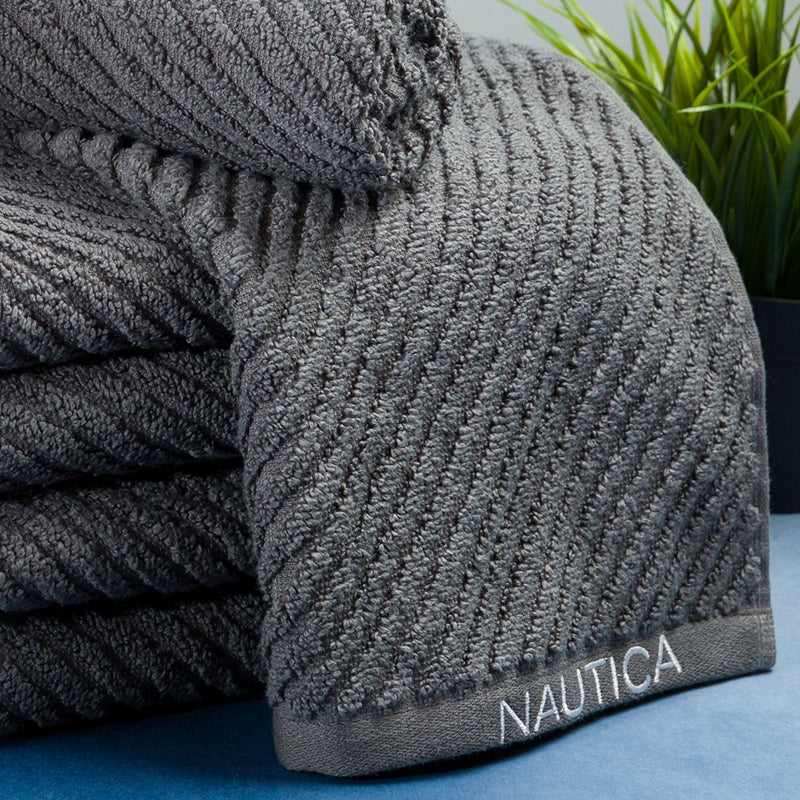 Nautica Riviera Soft Cotton Hand Towel (Dark Grey) - Set Of Six media 3