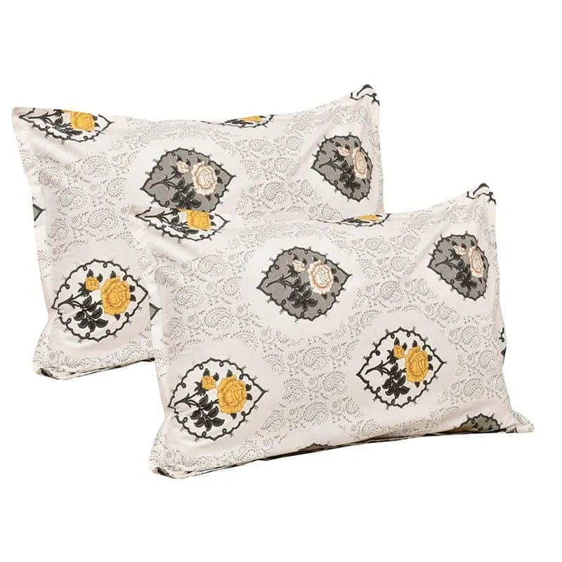 Malikeya Printed Cotton Bedsheet (Yellow) - 160 TC media 3