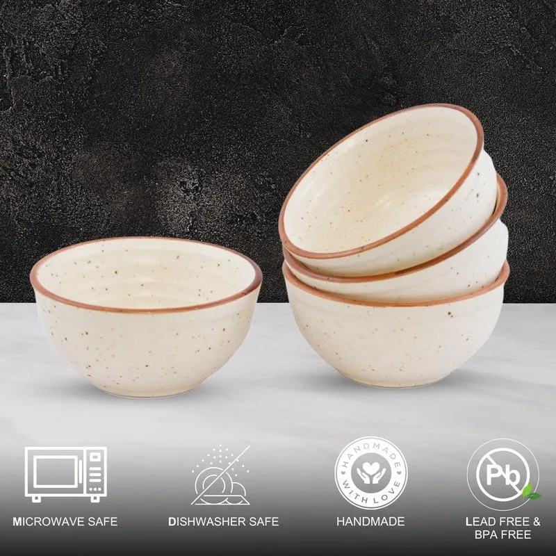 BiteCraft Ceramic Snack Bowls (White, 200 mL Each) - Set Of Four media 5
