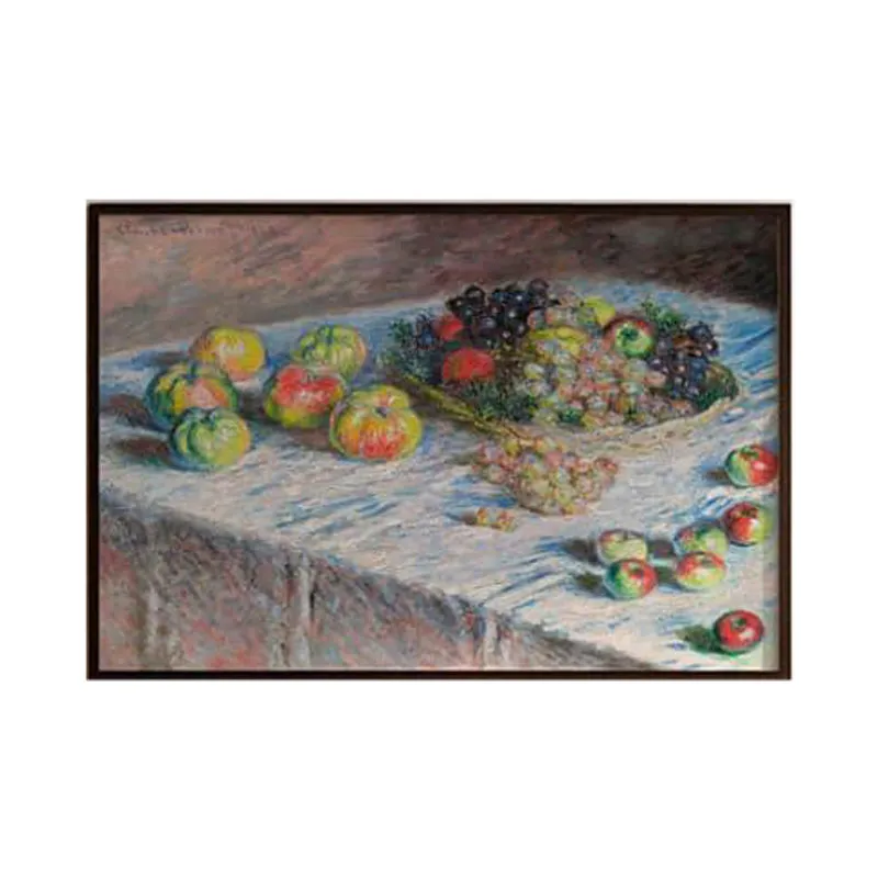Apples And Grapes By Claude Monet - Black Frame media 6