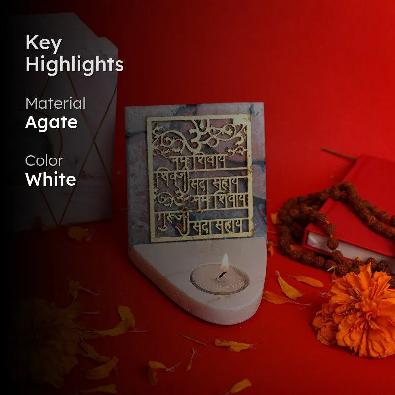 Om Namah Shivay Agate TeaLight Holder media 2