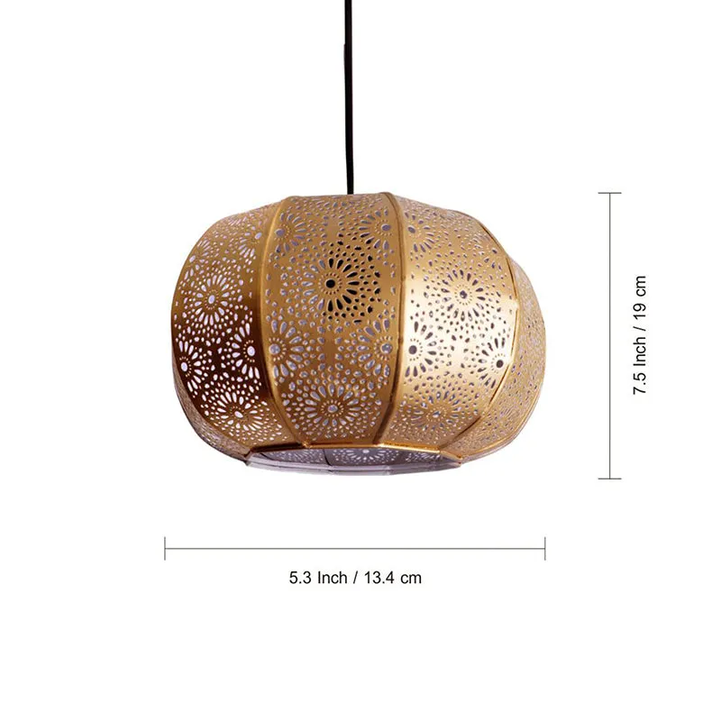 Jaali Chhaya Iron Ceiling Lamp - Gold media 5