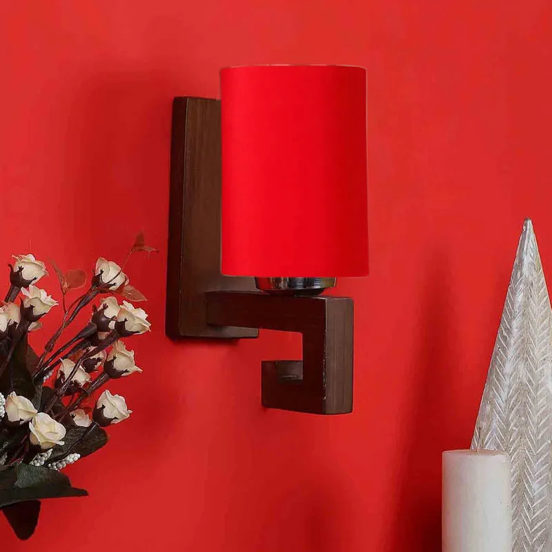 Rauthaz Cylindrical Wooden Wall Lamp media 3
