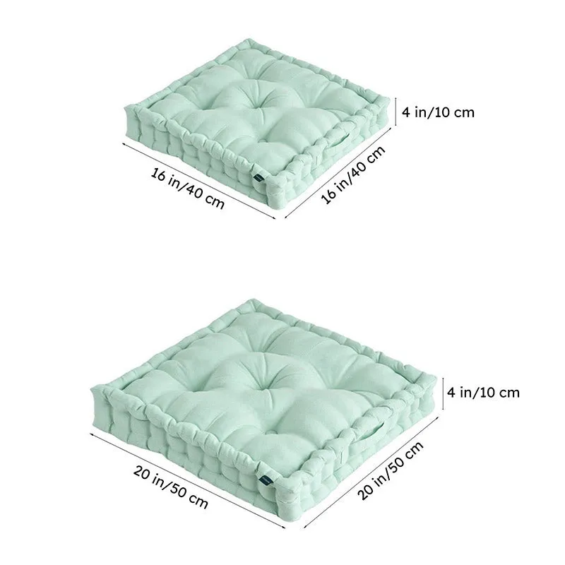 Fluffscape Solid Cotton Floor Cushion (Sage Green) - Set Of Three media 10