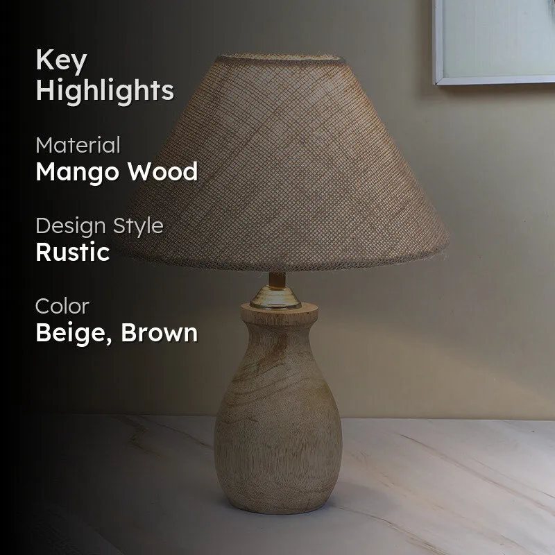 Tatami Curve Jute & Mango Wood Table Lamp - Beige,Brown media 2