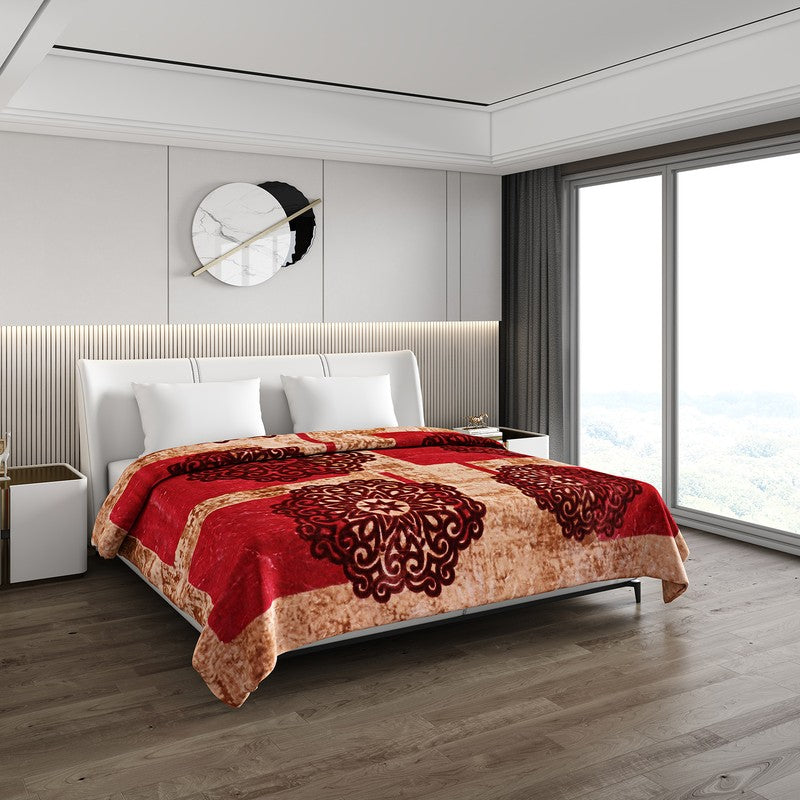 Monte Carlo Crimson Elegance Blanket (Brown,Red) - 691 GSM