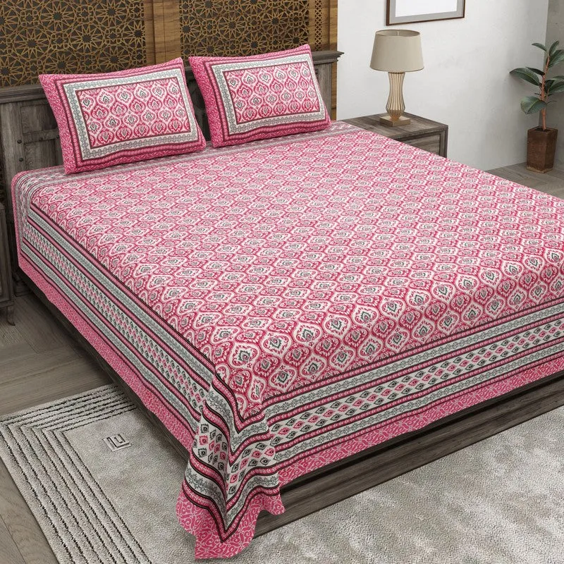 Leafa Cotton Bedsheet (Pink) - 240 TC media 1