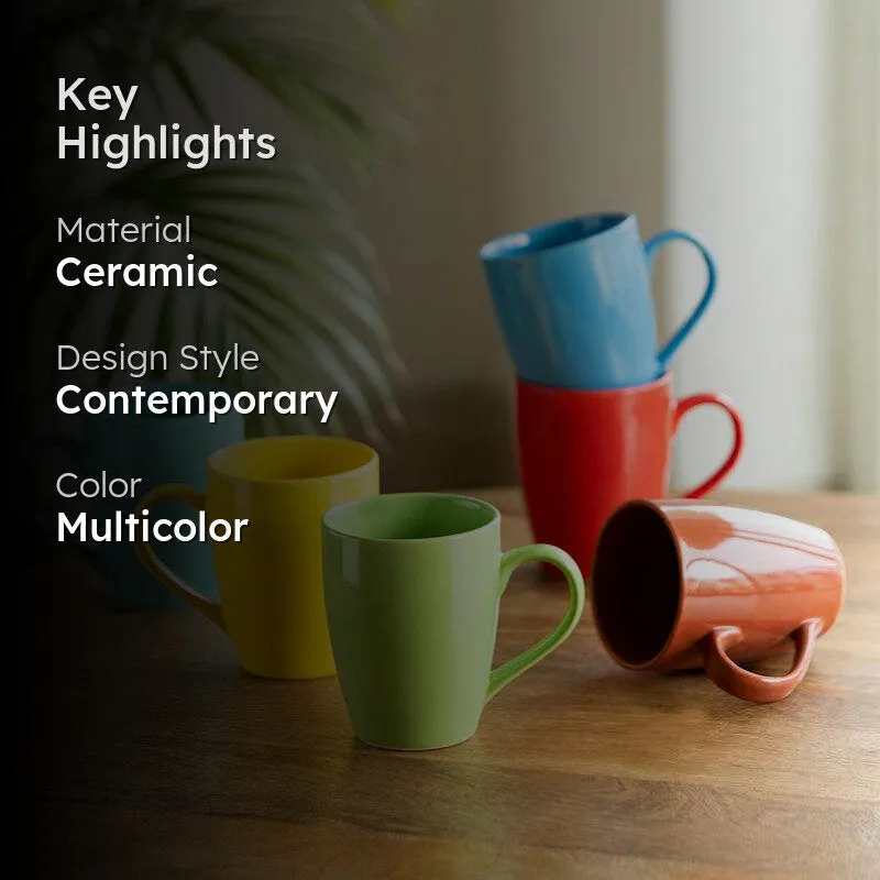 Asfar Ceramic Coffee Mug (320 mL Each) - Set of Six media 2