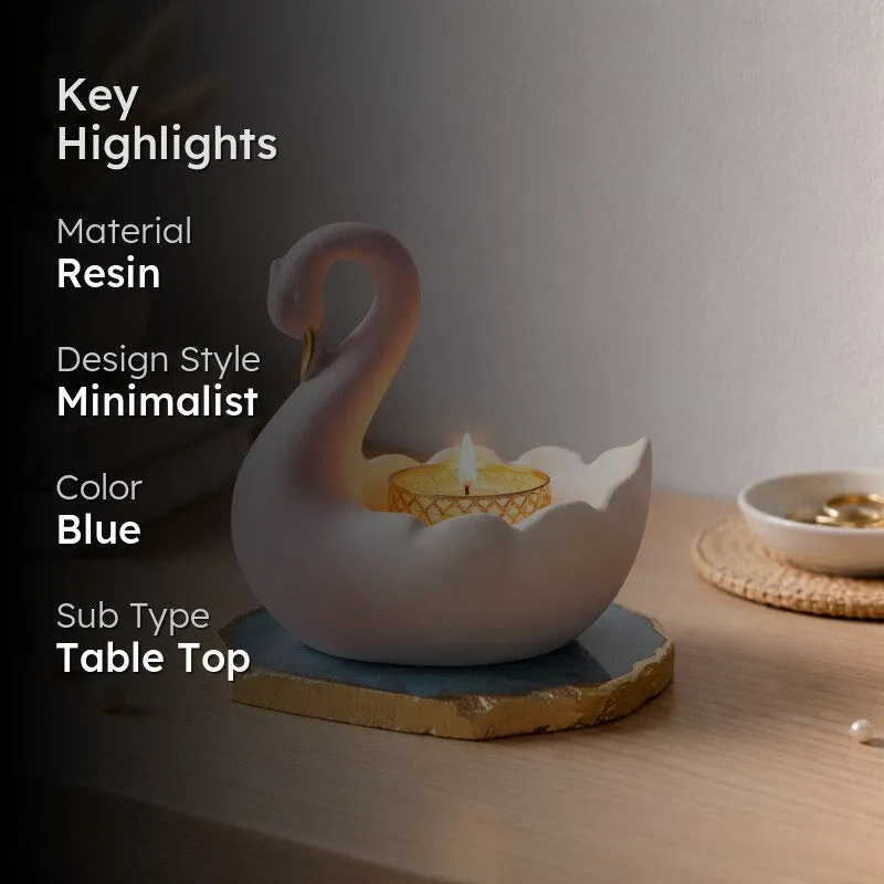 Swan Shaped Resin Tea Light Candle Holder - Blue media 2