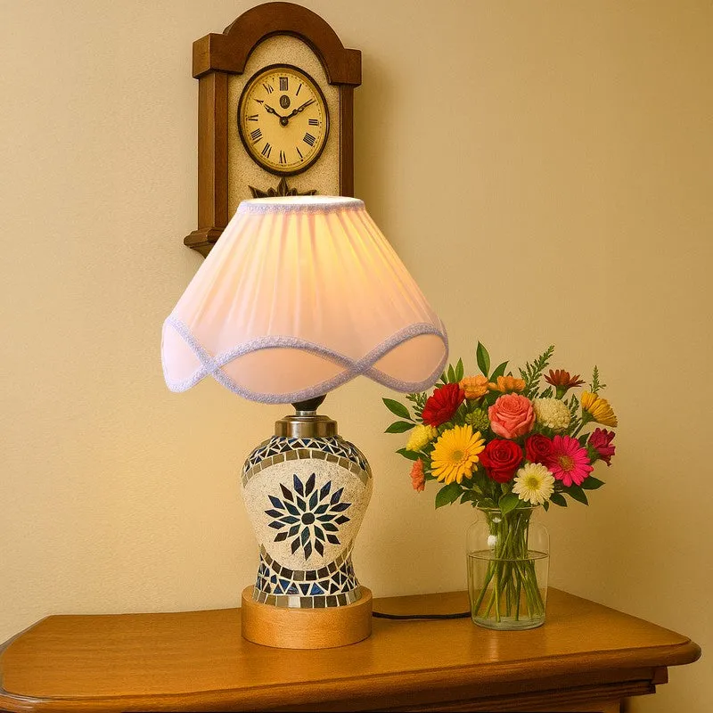 Floranira Arc Pleated Wooden Table Lamp media 3