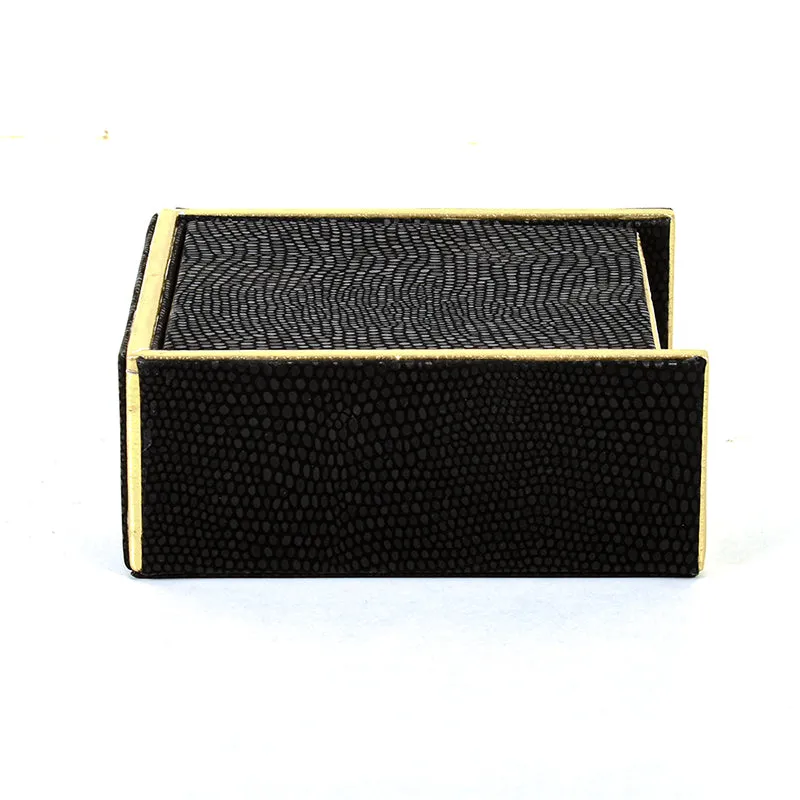 Tisquo Faux Leather Coaster (Black) - Seven Piece Set media 5
