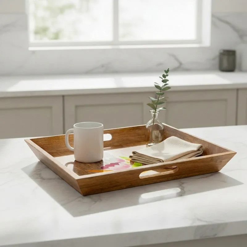 Padma Elegance Wooden Serving Tray media 1