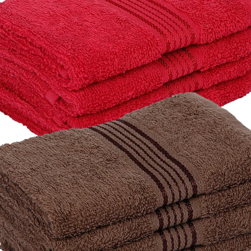 Bodil Face Towel (Red,Brown) - Set Of Eight media 4