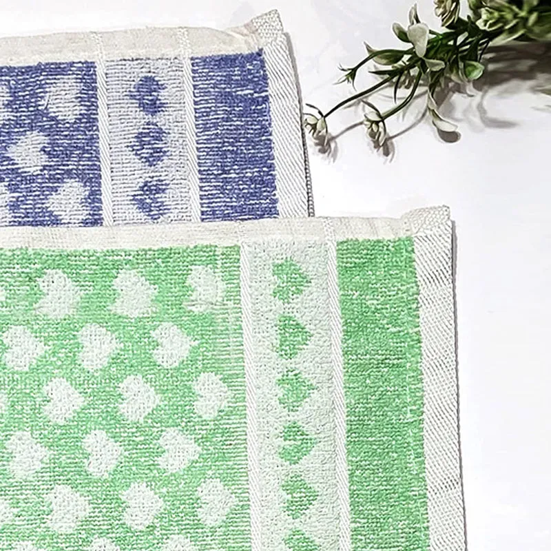 Love Lace Cotton Hand Towel (Blue & Green) - Set Of Two media 2