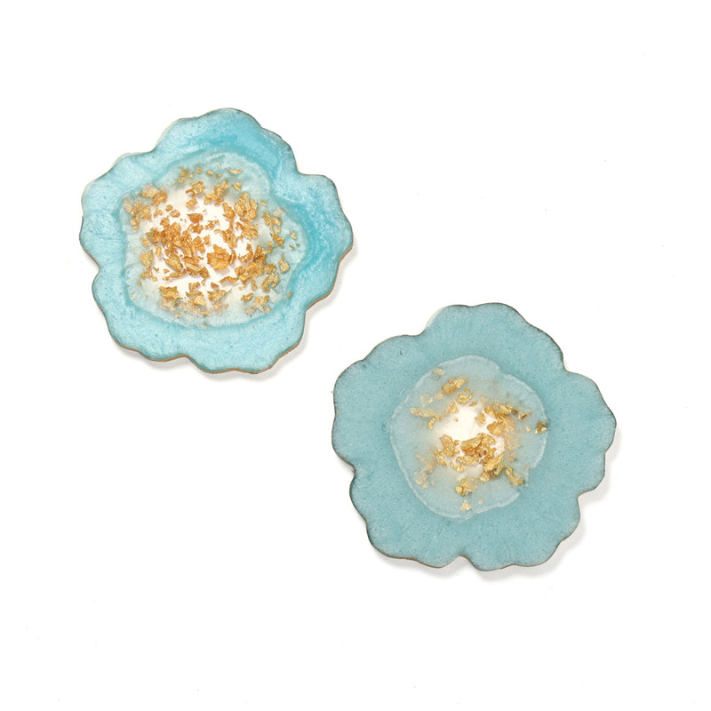 Gold Fleck Resin Coaster (Aqua Blue) - Set Of Two media 3