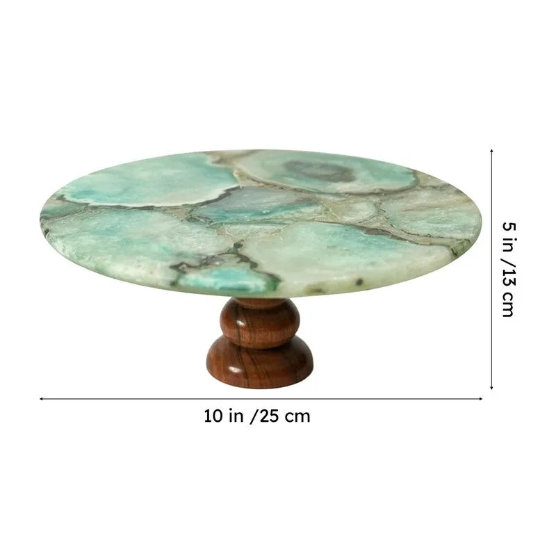 Emora Handcrafted Agate Cake Stand - Green media 6