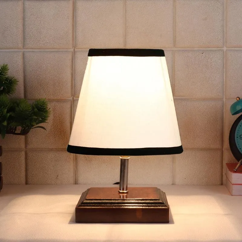 Niksha Fabric Table Lamp - White,Brown media 1