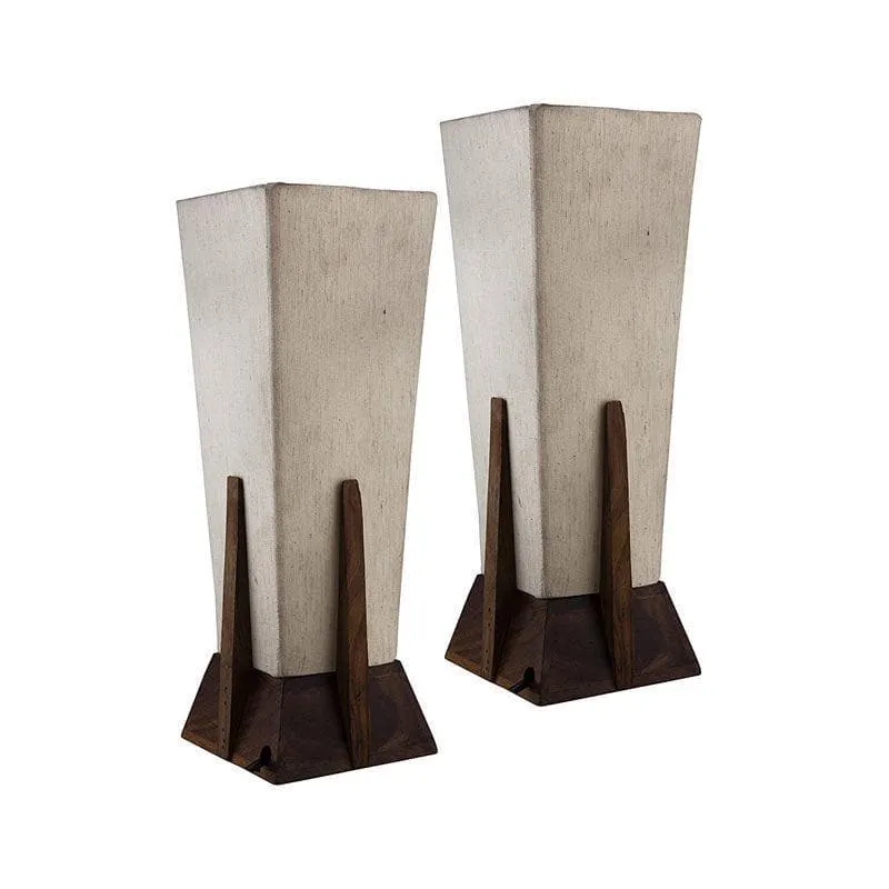 Retro Radiance Fabric Table Lamp (Beige) - Set of Two media 3