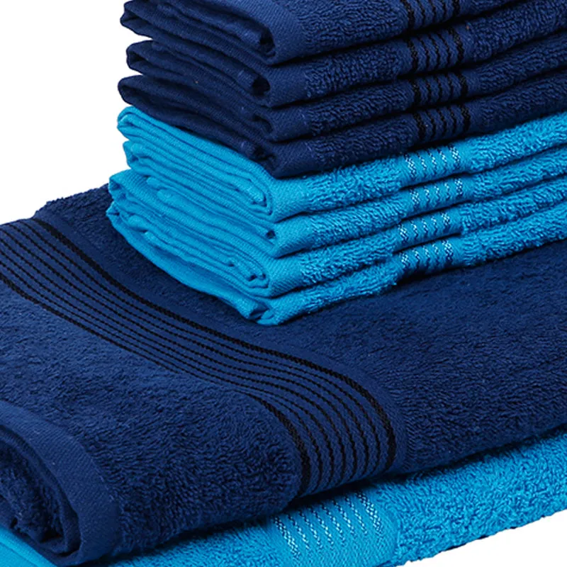 Comfora Bath & Face Towel Set (Sky Blue,Blue) - Ten Piece Set media 5