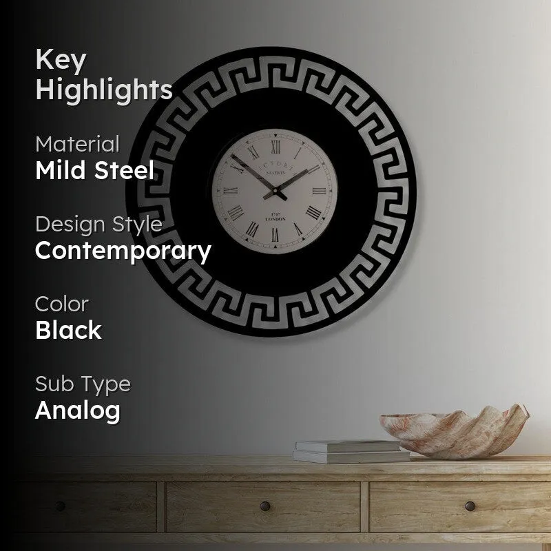Greek Steel Analog Wall Clock - Black media 2