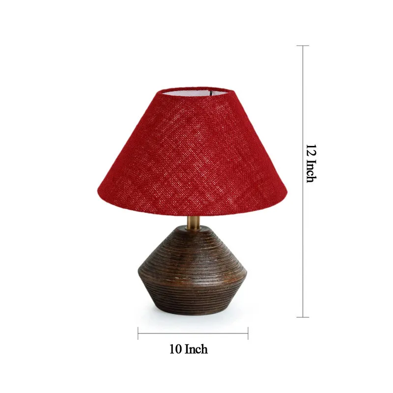 Yami Cone Wooden Table Lamp With Jute Shade - Brown,Maroon media 8