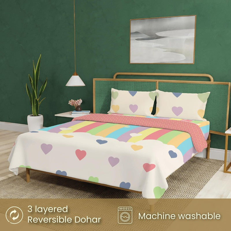 Urban Space Playful Multicolor Cotton Bedding Set (200 TC) - Four Piece Set media 4