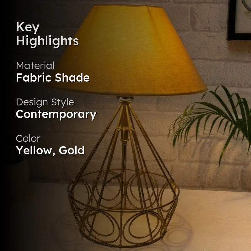 Farmhouse Fabric Table Lamp - Yellow,Gold media 2