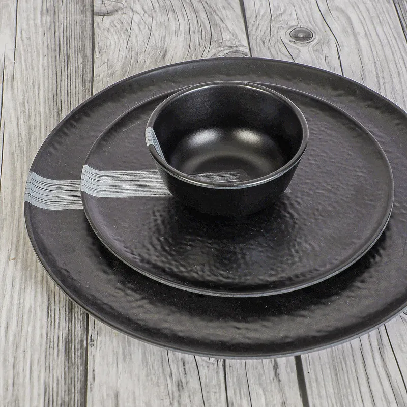 Stripe Swipe Melamine Dinner Set (Black) - 24 Piece Set media 3