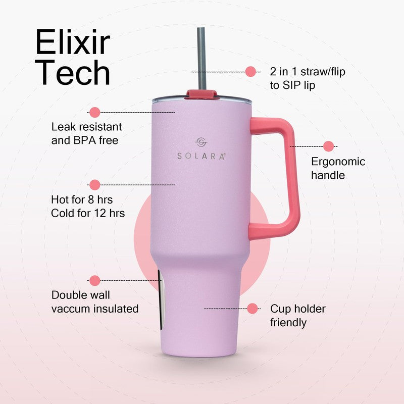 Solara Urban Chill Stainless Steel Tumbler (1200 ML) - Pink media 5