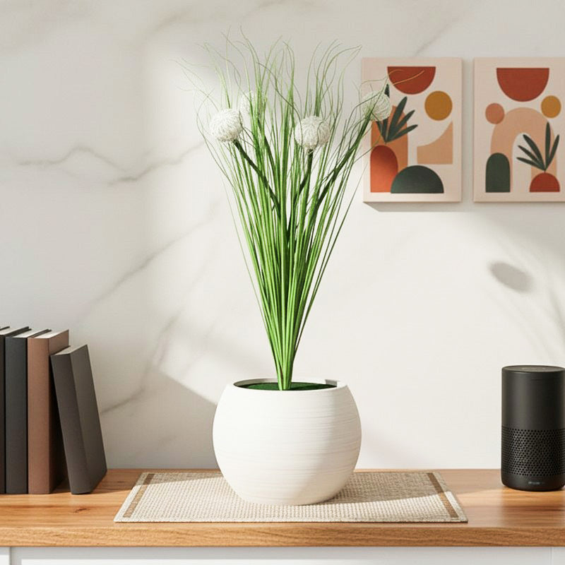 ArecaLux Artificial Faux Pampas Grass With Black Plastic Pot - 2.5 Feet
