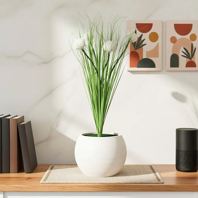 ArecaLux Artificial Faux Pampas Grass With Black Plastic Pot - 2.5 Feet media 1