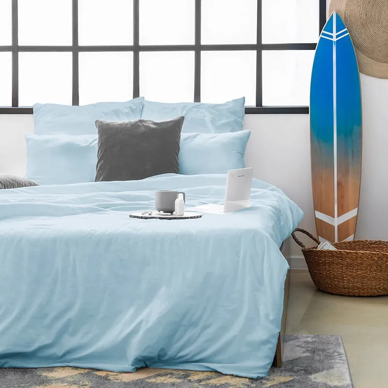 Maison Solid Cotton Single Bedsheet (Pale Blue) - 200 TC media 4