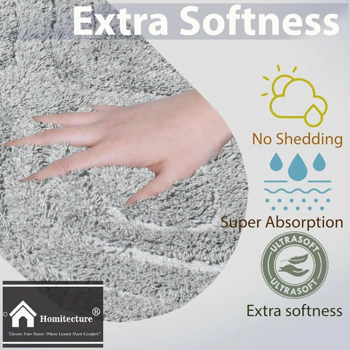 Close-up of the soft grey microfibre bath mat surface
