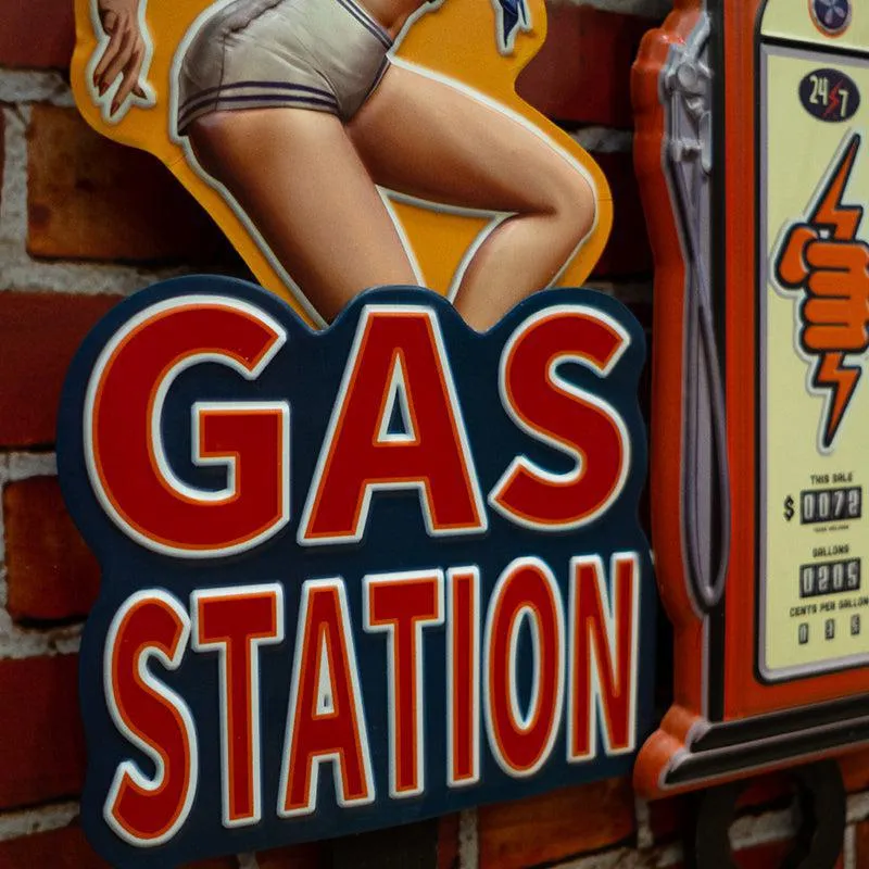 Retro Gas Station Metal Wall Accent media 4