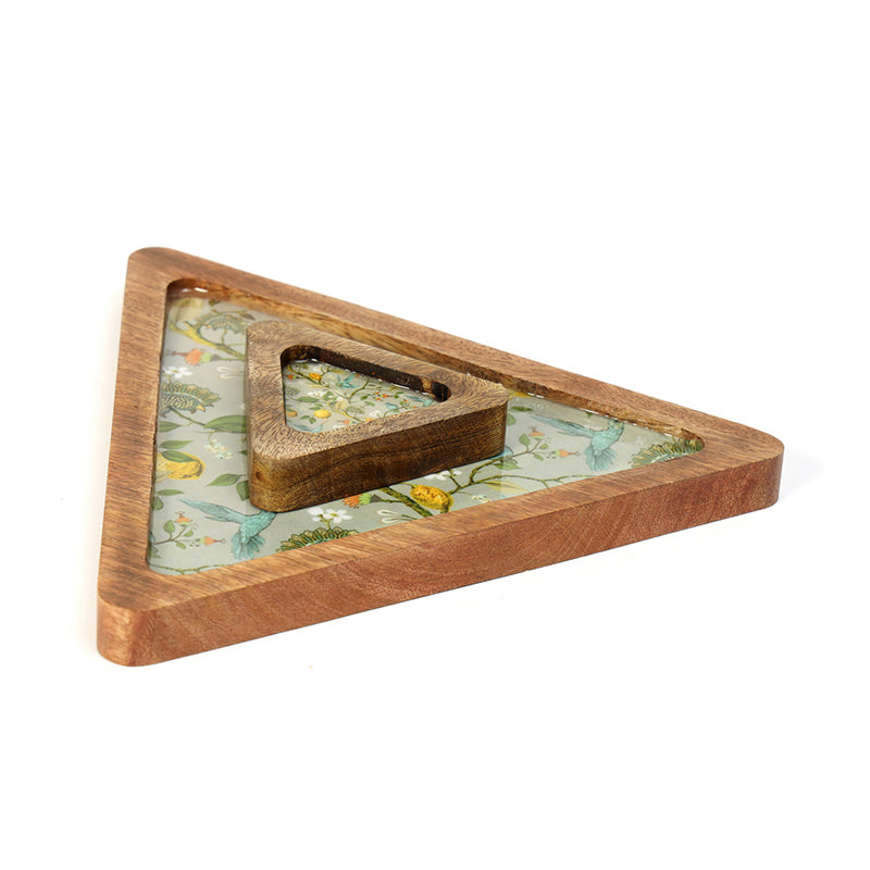 Art Traingular Chip & Dip Mango Wood Platter - Set of Two media 6
