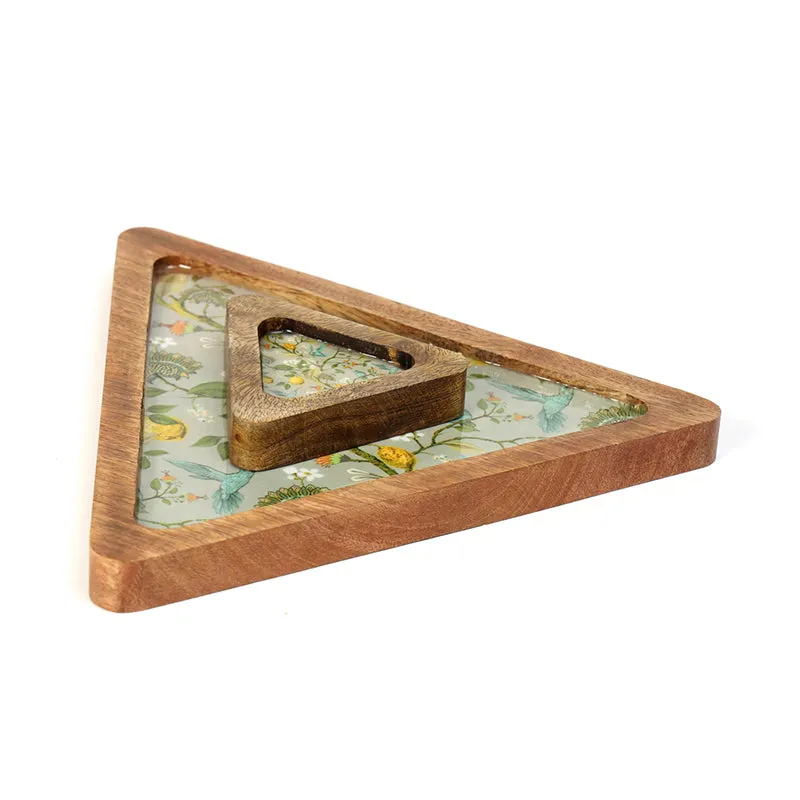 Art Traingular Chip & Dip Mango Wood Platter - Set of Two media 6