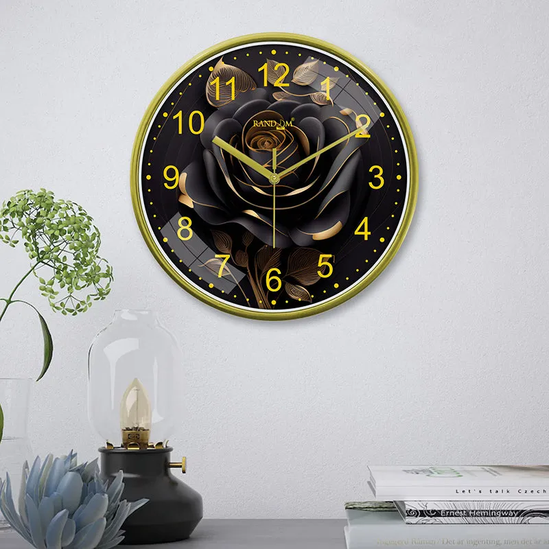 Noir Rosa Plastic Analog Wall Clock media 1