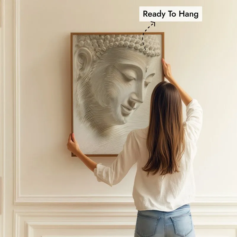 Meditative Flow Wall Painting With Brown Frame media 4