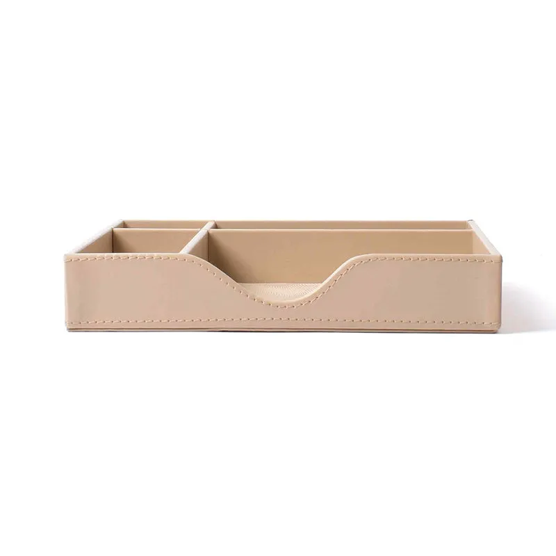 Veltrix Cube Faux Leather Desk Organiser - Beige media 4