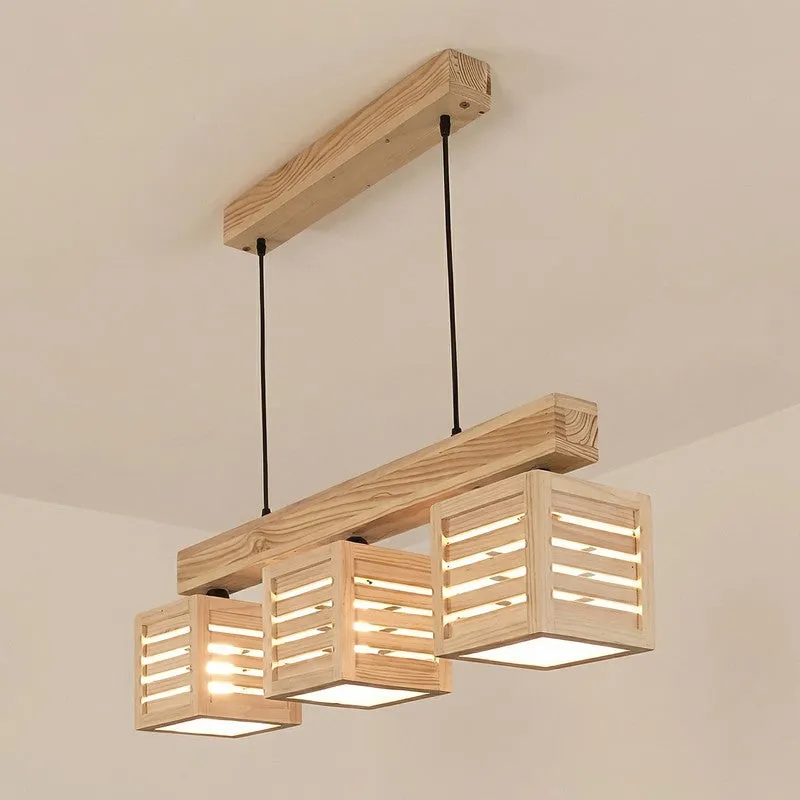 TriFrame Wooden Ceiling Lamp - Beige media 5