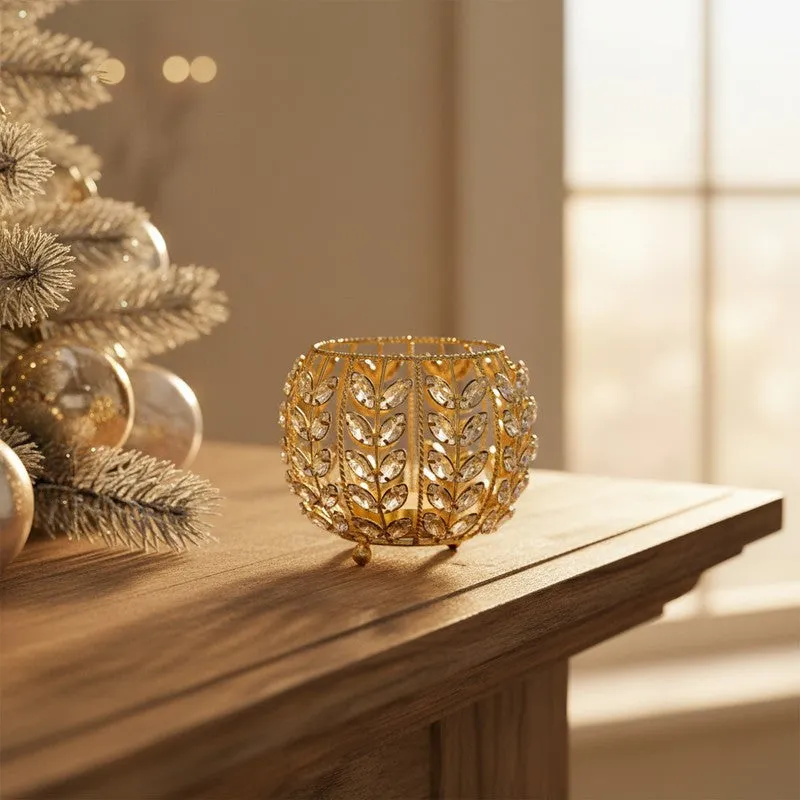 Luxe Leaf Christmas Tea Light Candle Holder media 3