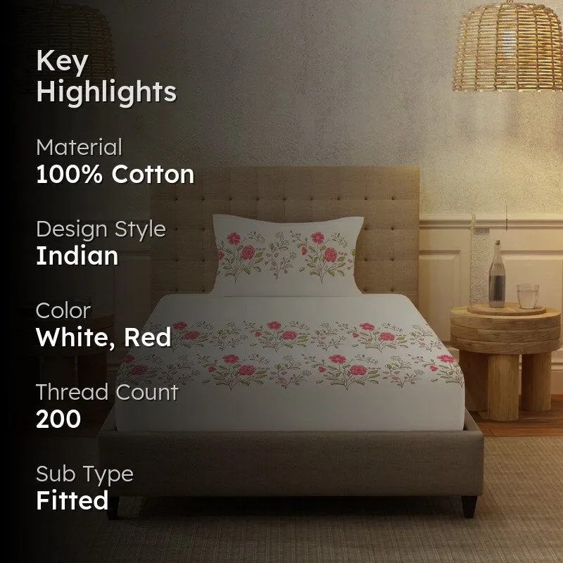 Urban Space Parijat Pure Blossom Fitted Cotton Bedsheet - 200 TC media 2