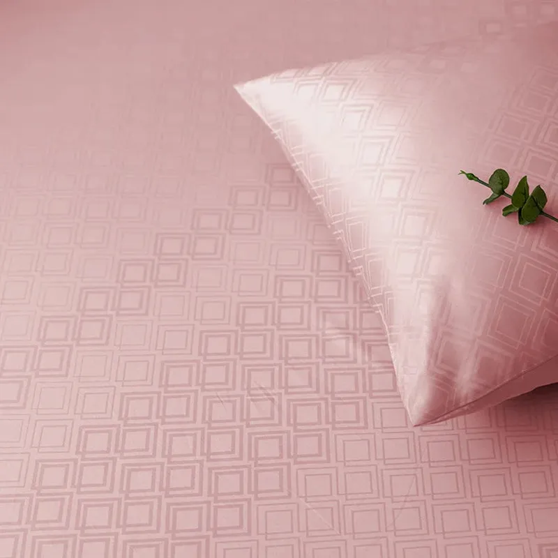 Diamond Dazz Jacquard Cotton Bedsheet (Cameo Rose) - 300 TC media 5