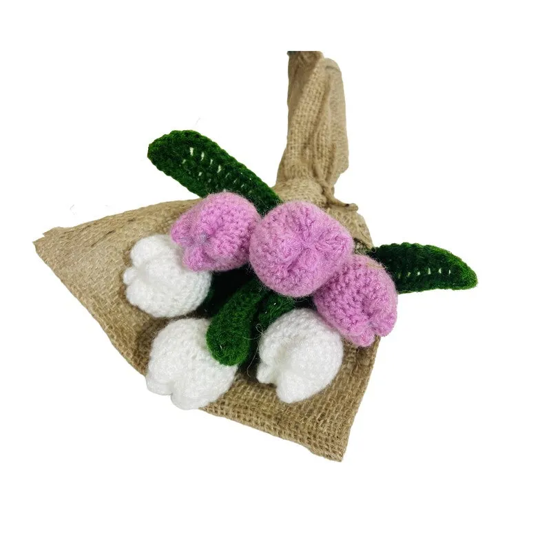 Crochet Handmade Rose Bouquet (Purple,White) - Set Of Six media 3