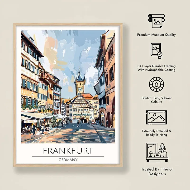 Vintage Frankfurt Framed Canvas Archival Canvas Wall Painting - Natural Brown Frame media 8